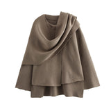 New With Asymmetric Scarf Short Loose Knit