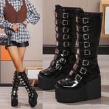 Zingj New Autumn And Winter Boots Women's Thick Heel Martin Boots But Knee Boots High Tube Thin Boots Thick Bottom Autumn And
