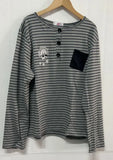 Striped Long Sleeve T-shirt Women Japanese Fashion Y2k Aesthetic Grunge Tees Streetwear All Match Pocket Top