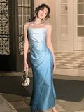Women Elegant Bodycon Midi Dress Summer Spaghetti Strap Party Prom Wedding Long Vestidos Female Chic