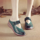 Zingj Muffin Heel Flat-Soled Women's Slippers Cave Style Leather Hollowed-Out Sticky Mother Shoes Flat Soles Raised Soft