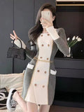 Dress For Women 2023 Autumn Winter Korean Fashion Long Sleeve Double-Breasted Casual Knitting Sweater