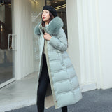 Cotton Dress Female Long Over-Knee Big Collar Cotton-Padded Clothes 2024 Winter New Korean Version Of The Thick Loose Large Size Coat-Outfit