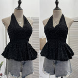 Shooting Wave Point Hanging Neck Sling Vest Bare Back Bow Skirt Swollen Belly Thin Sleeveless Top