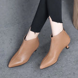 Zingj Women's Boots 2023 Autumn And Winter New Low-Heel Foreign Style Small Bare Boots Thin Heel Cowhide Rear Zipper With Short