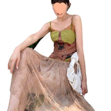 Zingj Dress With Lace Hem To Deconstruct The Oil Painting