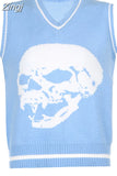 Harajuku Skull Print Y2K Loose Autumn Winter Sweater Women Pullovers Casual Knitwear Jumpers 2023 Korean Sweaters