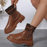 Thick-Bottomed Round-Headed Elastic Knitted Martin Boots Women's Large Size Warm Socks
