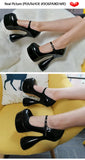 Onlymaker Women Pumps Platform Black Patent Leather Spike High Heels Slip-On Buckle Big Size Fashion Elegant Mary Jane