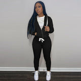 Women 2 Piece Set Solid Long Sleeve Zipper Fly Hooded Coat High Waist Jogging Pant Matching Set 2022 Autumn Sweat