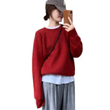 Zingj Classic College Lazy Wind Round Collar Sweater Autumn Winter New Korean Version Loose Versatile Fashion