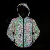Bird's Nest Pattern Colorful Reflective Jacket Colorful Laser Coat Men's Jacket-Outfit