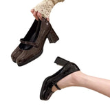 Zingj Black High Heels Women Spring 2024 New French Thick Heel Small Leather Shoes British Style Mary Jane Women's