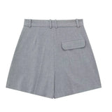 New Buckle Vest 1165428 High Waist Pleated Leisure Shorts