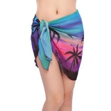 Summer Women's Short Skirt Print Beach Chiffon Silk Scarf Hanging Half-Dress
