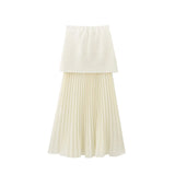 New Knitted Vest Knitted Spliced Medium-Length Half Skirt