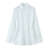 New Linen Multi-Color Belt Loose Shirt