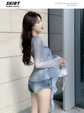 Autumn And Winter New Temperament Design Tie Dye Knot Drift Shirt Pure Lusty Leaves Side Wearing