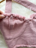 Pink Denim Sexy Women Sets Elegant Zipper Suspenders Tops Sashes Button Pocket Irregular Slash Neck Slim Two Piece