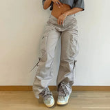 Zingj Wind Large Pocket Stitching Pleated Casual Pants Women 2023 Autumn Straight Pants New Pants