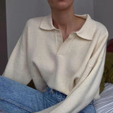 Preppy Sweater Women Turn Down Collar Pullover Jumper Vintage Sweater Kawaii Autumn Winter Korean Pull Vintage 90S