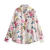 New Silk Satin Printed Loose Casual Shirt