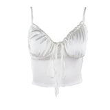 Zingj Summer New Fashion Sexy Hot Girl Pure Desire Wind V Tie Pure Color Silk Bright Small