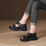 Zingj Muffin Thick-Soled Sandals Women's 2024 Summer New Breathable Vintage Velcro Roman Sandals Large