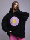 Zingj Hoodie 2024 New Female Ins Loose Sports Casual Print