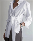 women shirt blouse long sleeve ruched solid color blouse for office ladies white blue black autumn