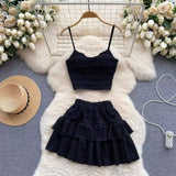White Sling With Breast Vest Body Bm Half-Dress Short Skirt Two Sets With Short Top