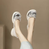 Zingj Comfortable French Retro Pearl Bowknot Bean Bean Shoes Female Thick Heel Thick Platform 2024 Spring And Autumn New Single