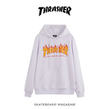 Fall New American Version Of Classic Flame Hooded Hoodie Men's Round Collar Loose Couple Hooded Jacket Ins