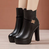 High-Heeled Martin Boots 2023 New Round-Headed British Style Spring And Autumn Cheongsam Walking Show