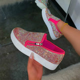 Zingj Station Autumn And Winter 2024 Fashion Diamond Zipper Large Size Thick-Soled Love Shoes