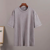 Zingj Old Short-Sleeved T-Shirts 2024 Summer Relaxation Casual Round Collar Wash Hair Short-Sleeved