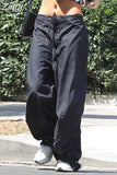 Streetwear Drawstring Low Waist Casual Blue Women's Pants Harajuku Baggy Trousers Hip Hop Wide Leg Capris Summer