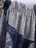 2022 Fashion With Bow Printed Loose Gathered Shirts Vintage V-neckline Long Sleeve Ruffled Female Blouses Blusas Chic