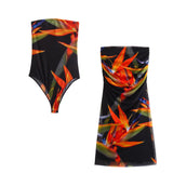 Summer Printed Silk Mesh Jumpsuit Printed Silk Mesh Half Skirt