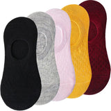 pieces = 5 pairs Women Invisible Solid Color Socks Slippers Ladies Polyester Cotton Non-slip Silicone Ankle Socks