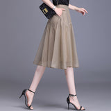 Skirt Thin Skirt 2023 New High Waist Half Skirt Medium-Long Thin A-Shaped Gauze