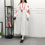 Zingj And Autumn New National Wind Heavy Industry Embroidery With Cotton And Linen Embroidered Skirt Loose A Word Lantern Long-Sleeved