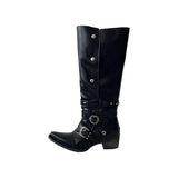 Zingj Hot Girl Thick Heel Knight Boots Black Punk Style Niche Personality Boots Waste Earth Style Boots Female
