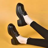 Zingj Love Shoes Women's 2024 Autumn College Wind Metal Buckle Muffin And Small Leather