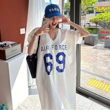 Zingj Chic Spring Autumn French Lazy Wind Letter Short-Sleeved Dress Loose Casual Niche T-Shirt Long