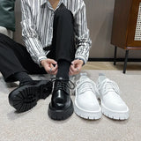 Zingj Leather Shoes Men's Platform Height Retro Single Shoes 45 Men's Plus Size Business Round Leather Shoes