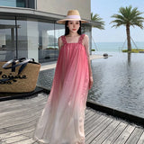 Zingj Dress Seaside Pink Sling Chiffon Dress Super Fairy Big