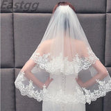 White Ivory Hot Sale 2019 Wedding Veil Lace Fingertip Long wedding accessories Cheap Voile Bridal Veils With
