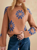 Flower Color Design 2025 New Autumn And Winter Leisure Knitted Sweater Top Long-Sleeved Female