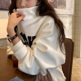 Women Letter American Retro Simple Zipper Loose All-match Turn-down Collar Chic Students Casual Autumn Fashion